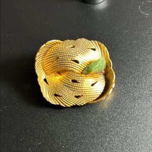 Vintage Gold Tone and Jade Women's Brooch